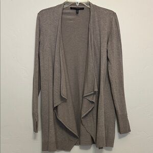White House Black Market Grey Waterfall Open Front Cardigan
